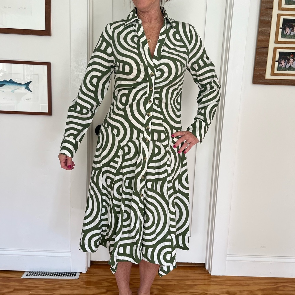 Anthropologie Long-sleeve Poplin Shirt Dress in Kelly